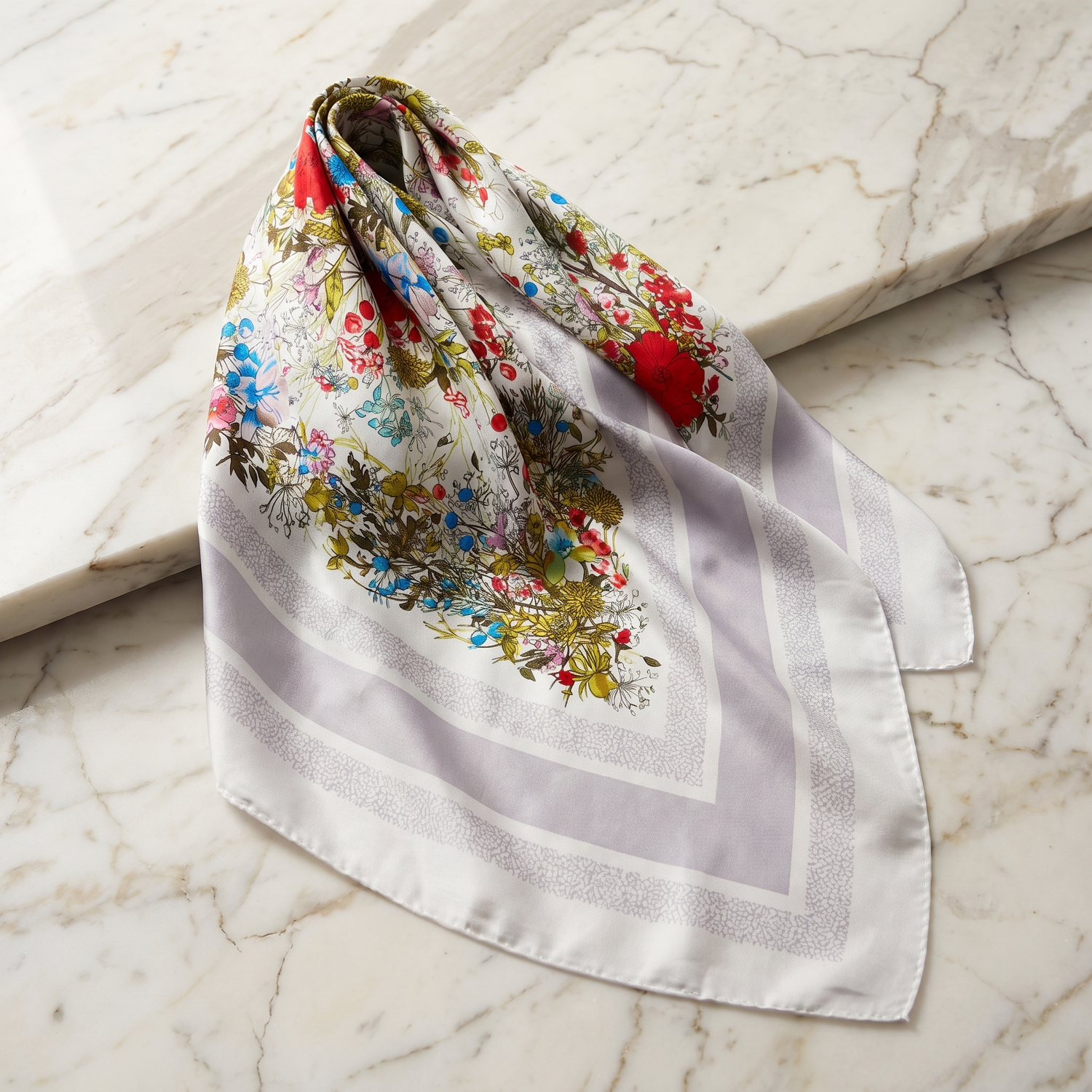 Bracksley multicolor floral satin scarf for women, 27 inch square — view 1