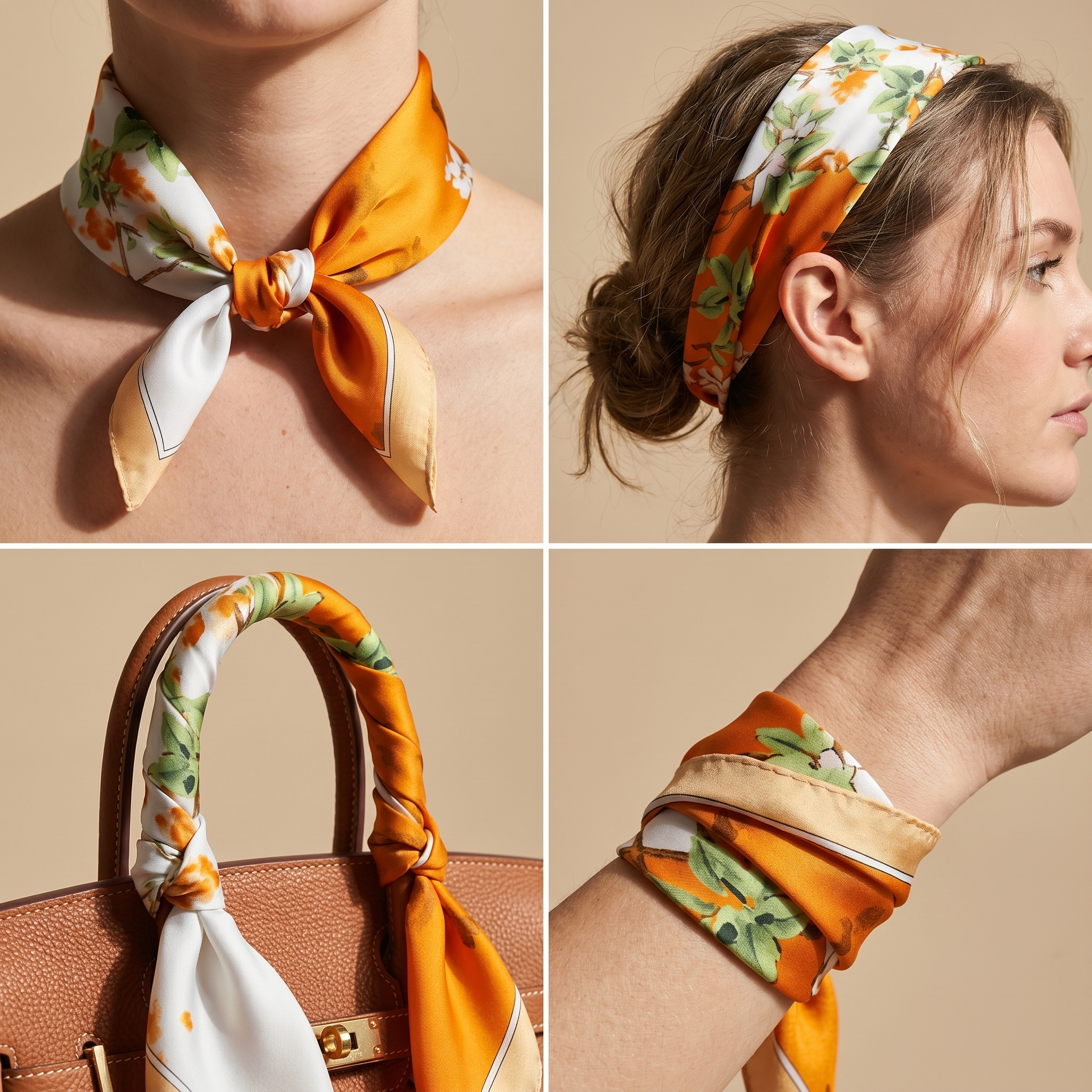 Bracksley multicolor floral satin scarf for women, 27 inch square — view 3