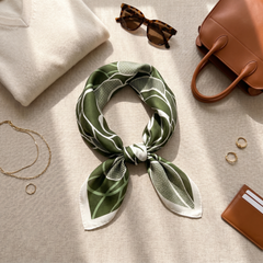 Bracksley green floral satin scarf for women, 27 inch square — view 2
