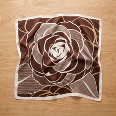 Bracksley brown floral satin scarf for women, 27 inch square — view 1
