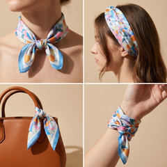 Bracksley multicolor floral satin scarf for women, 27 inch square — view 3