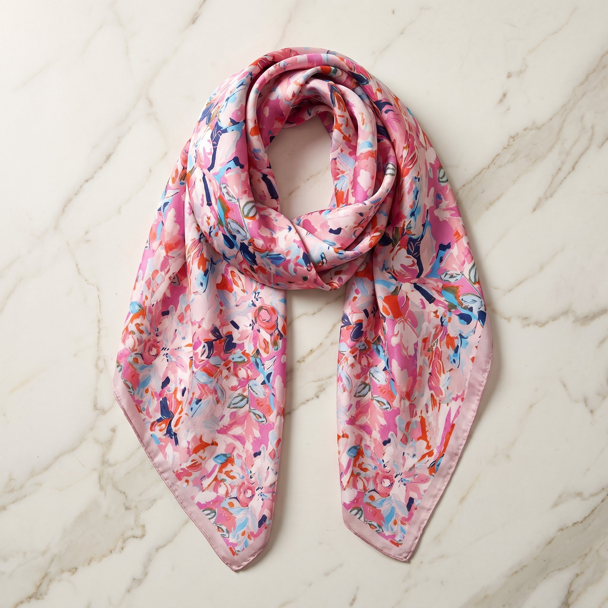 Bracksley multicolor floral satin scarf for women, 27 inch square — view 1