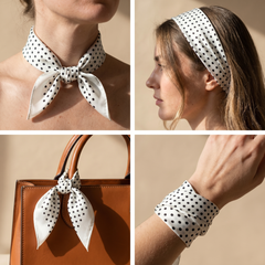 Bracksley white geometric satin scarf for women, 27 inch square — view 3
