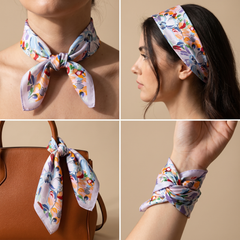 Bracksley multicolor floral satin scarf for women, 27 inch square — view 3