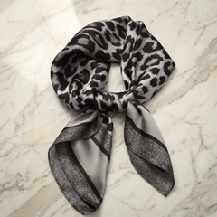 Bracksley black animal satin scarf for women, 27 inch square — view 1