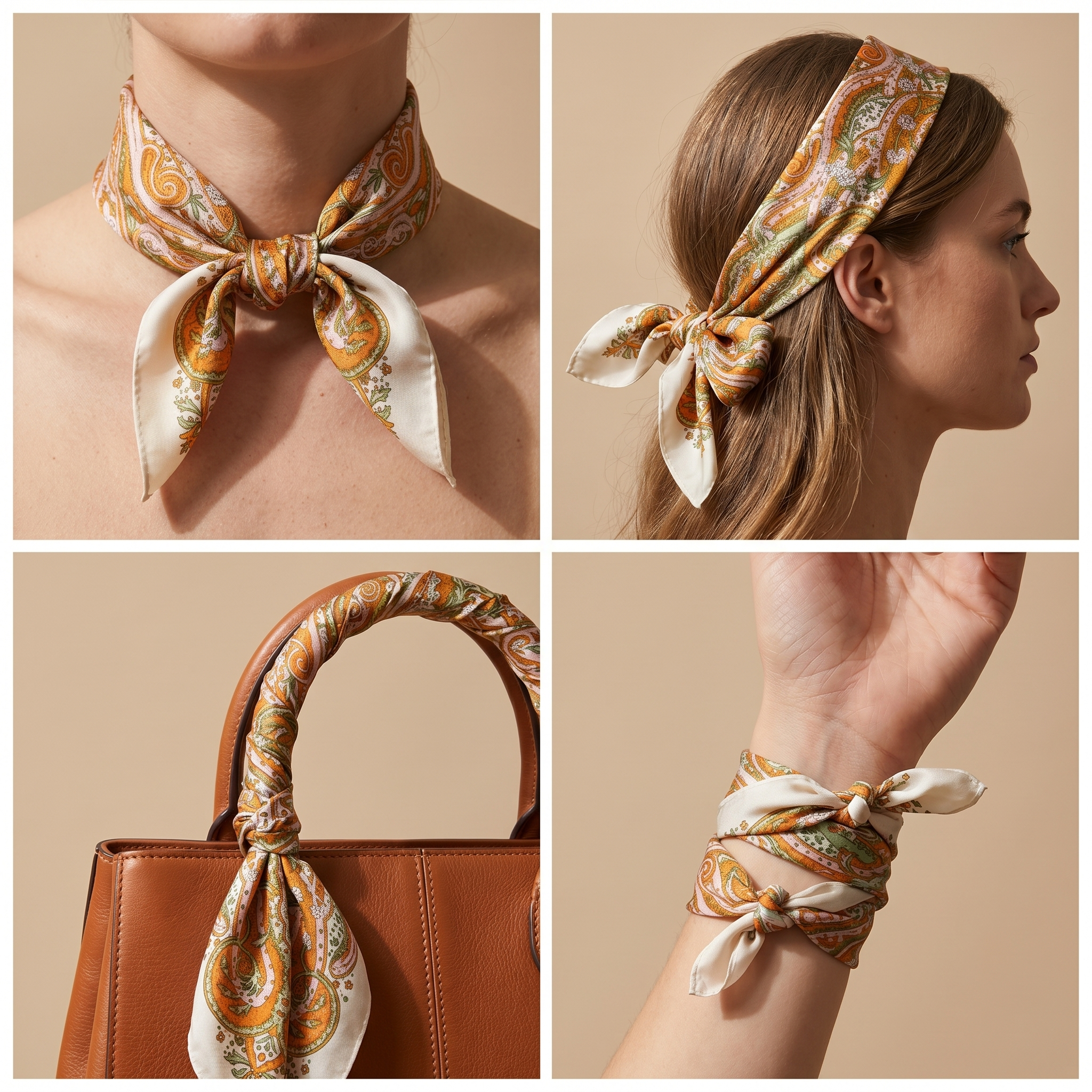 Bracksley multicolor paisley satin scarf for women, 27 inch square — view 3