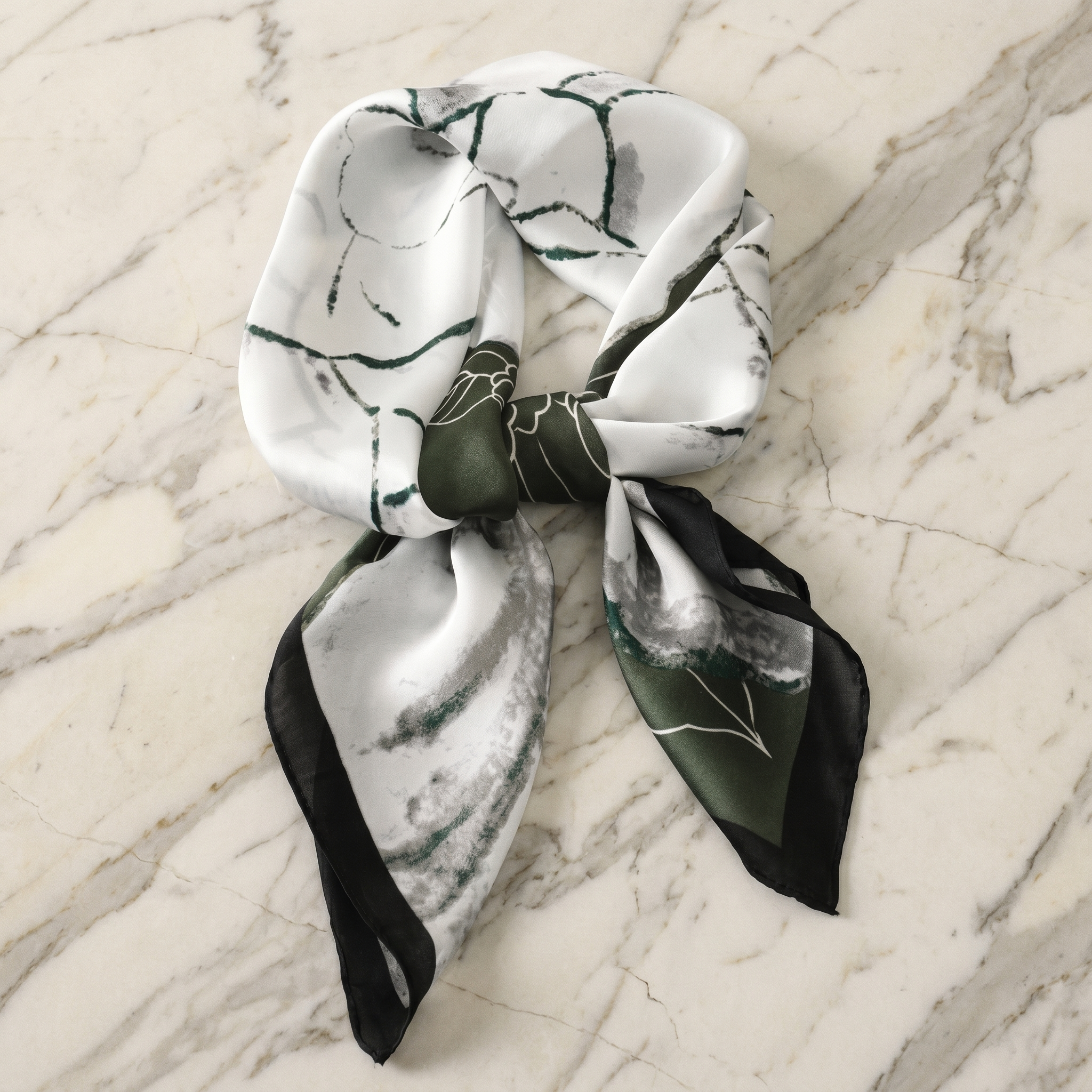 Bracksley gray floral satin scarf for women, 27 inch square — view 1