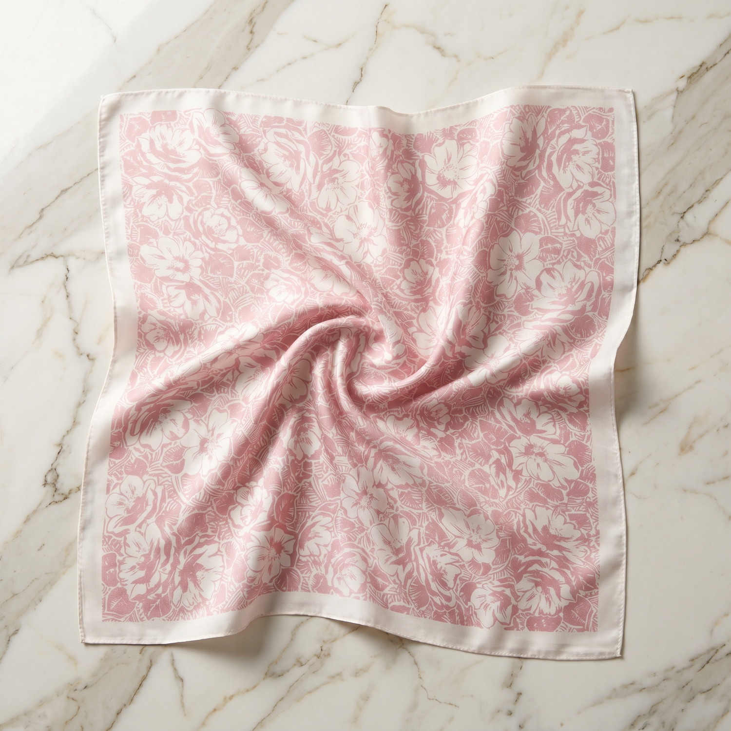 Bracksley pink floral satin scarf for women, 27 inch square — view 1