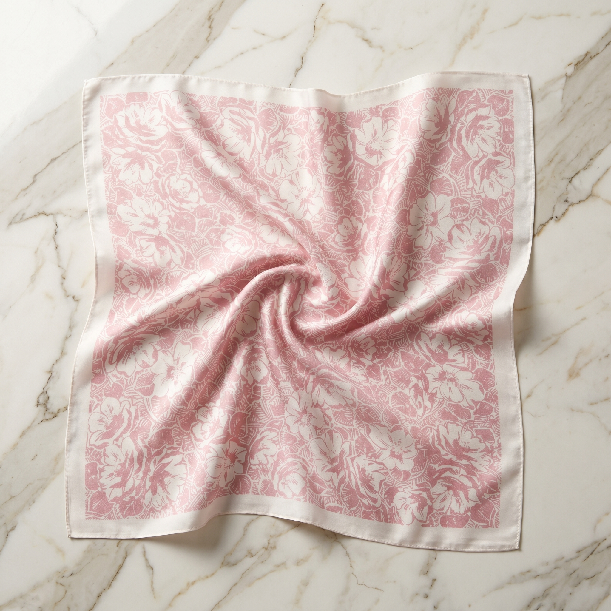 Bracksley pink floral satin scarf for women, 27 inch square — view 1