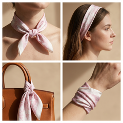 Bracksley pink floral satin scarf for women, 27 inch square — view 3
