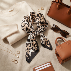 Bracksley beige animal satin scarf for women, 27 inch square — view 2