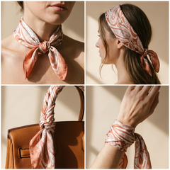Bracksley orange paisley satin scarf for women, 27 inch square — view 3