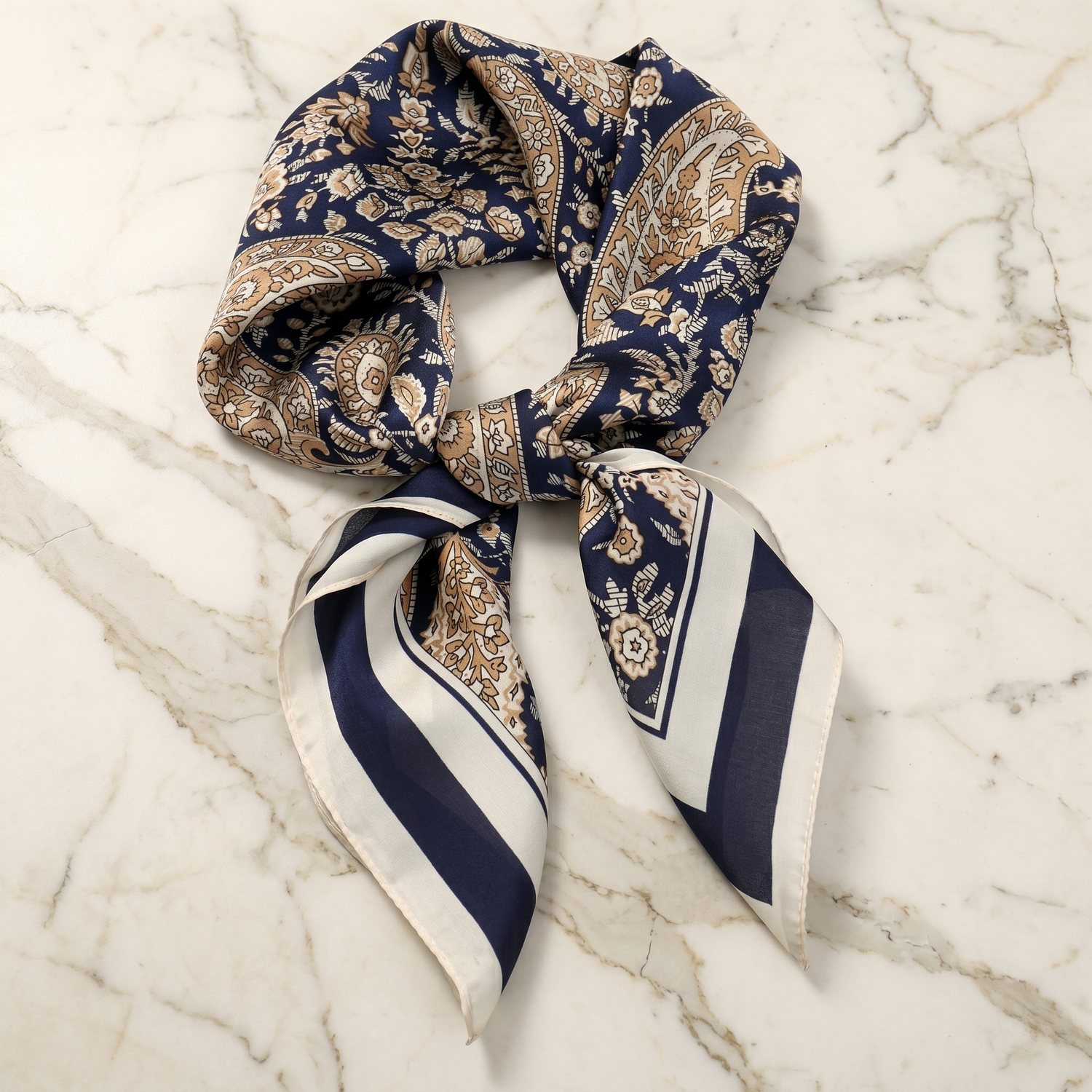 Bracksley gold paisley satin scarf for women, 27 inch square — view 1