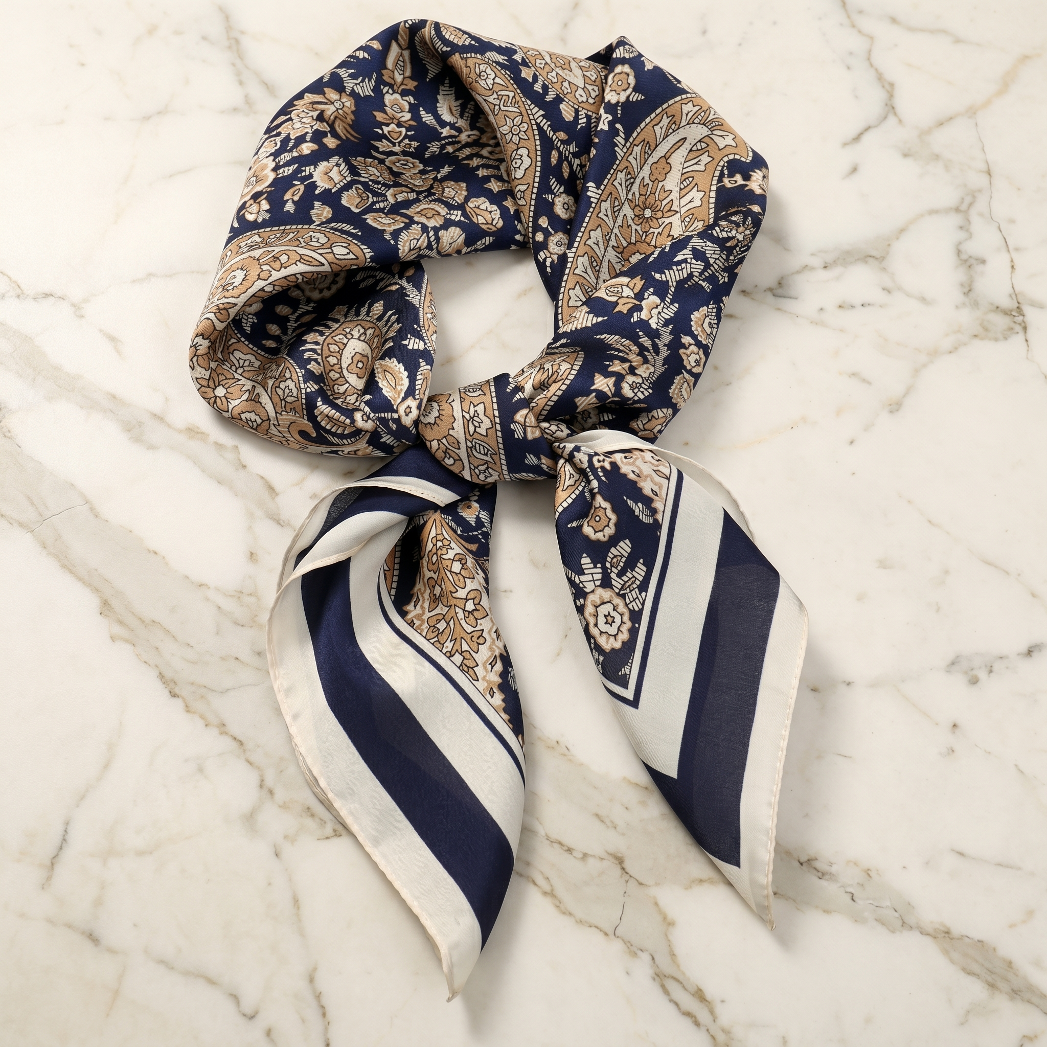 Bracksley gold paisley satin scarf for women, 27 inch square — view 1