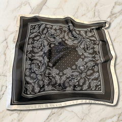Bracksley black paisley satin scarf for women, 27 inch square — view 1