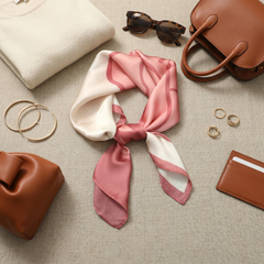 Bracksley pink solid satin scarf for women, 27 inch square — view 2