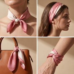 Bracksley pink solid satin scarf for women, 27 inch square — view 3