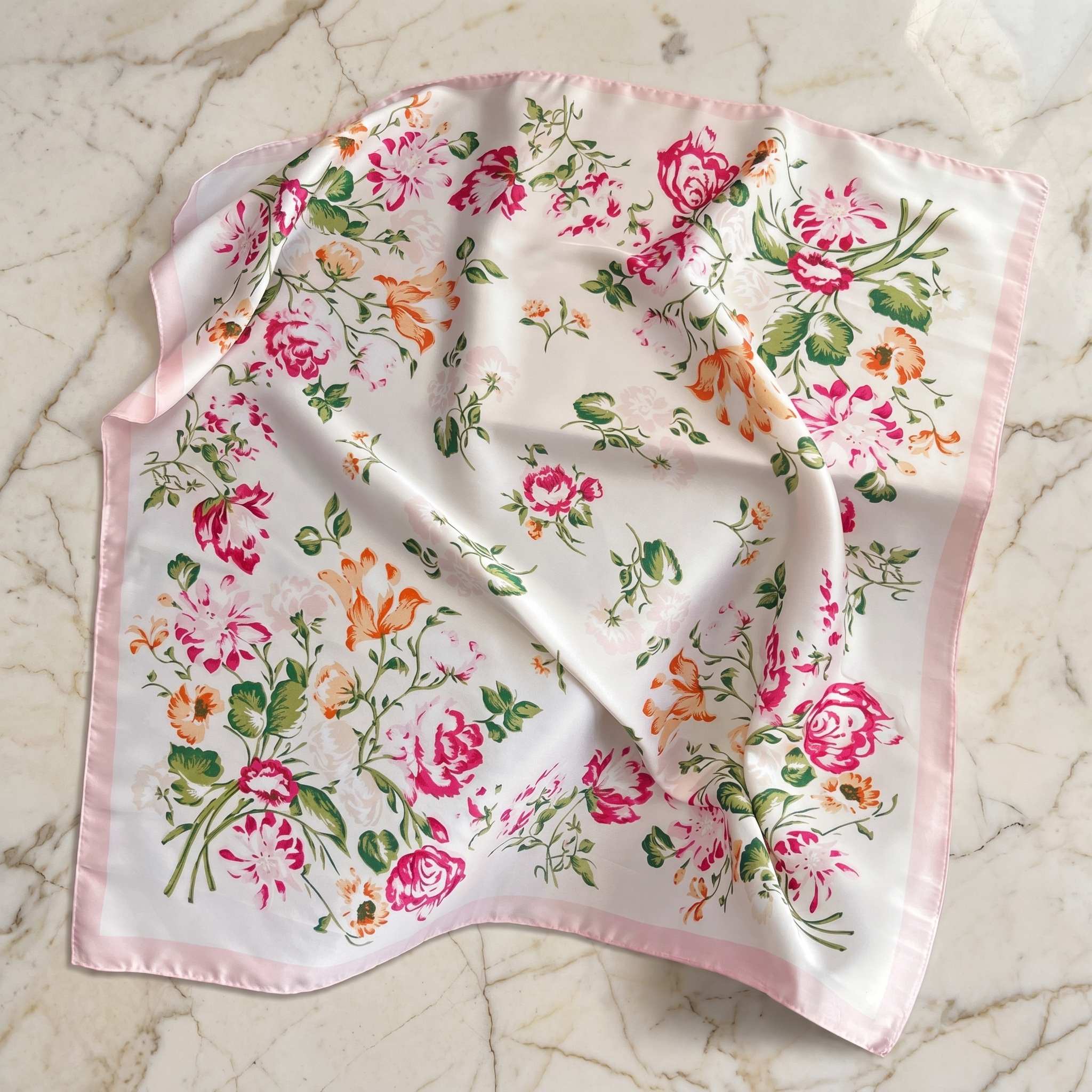 Bracksley multicolor floral satin scarf for women, 27 inch square — view 1