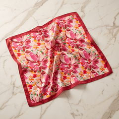 Bracksley multicolor floral satin scarf for women, 27 inch square — view 1