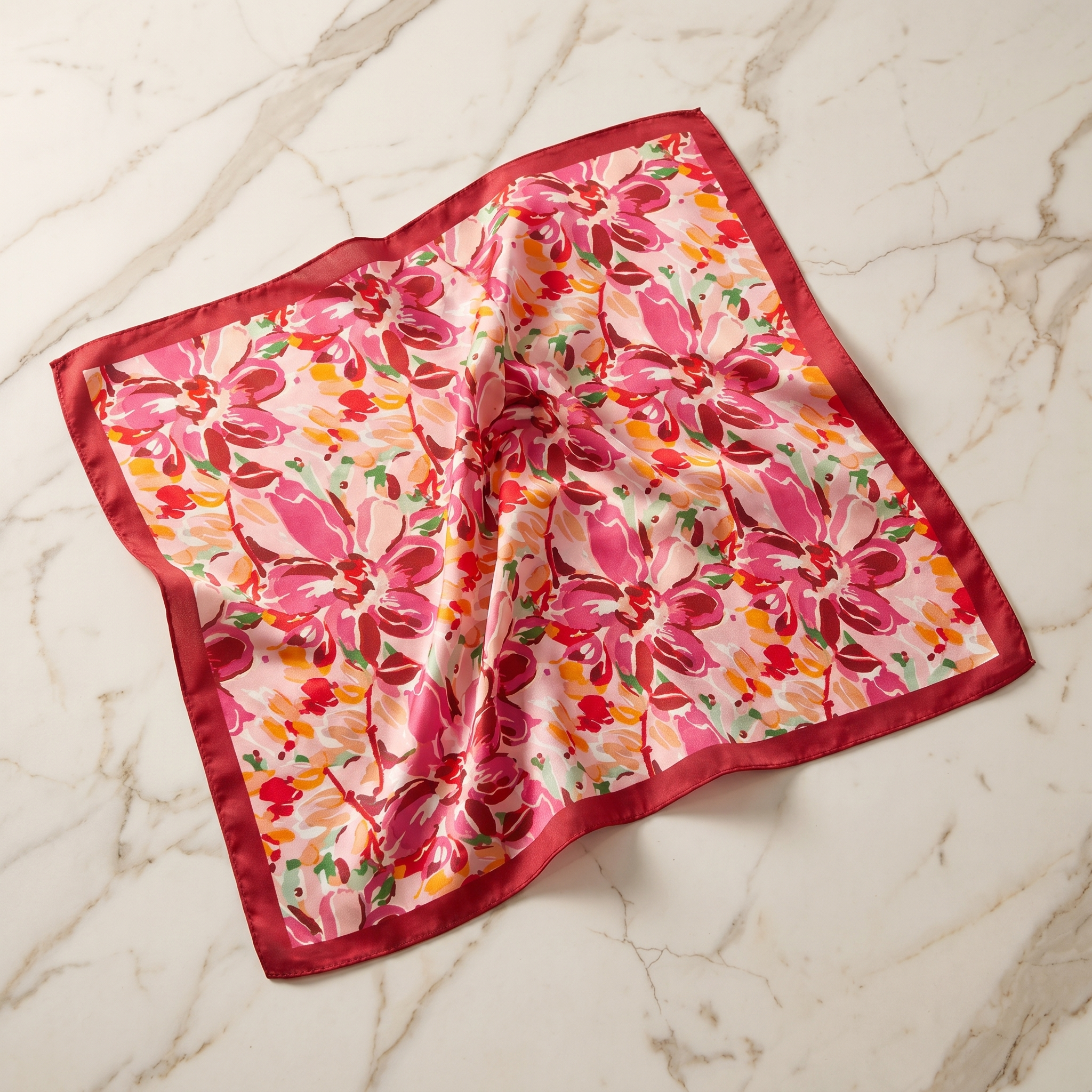 Bracksley multicolor floral satin scarf for women, 27 inch square — view 1