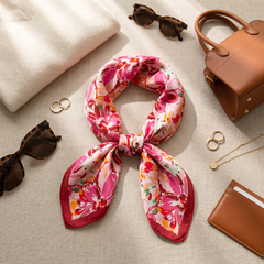 Bracksley multicolor floral satin scarf for women, 27 inch square — view 2