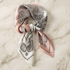 Bracksley pink paisley satin scarf for women, 27 inch square — view 1