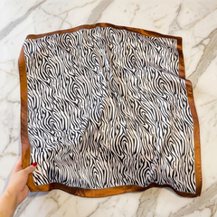 Bracksley black animal satin scarf for women, 27 inch square — view 1
