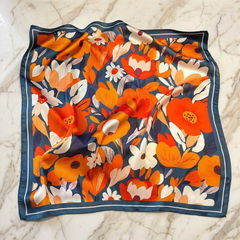 Bracksley multicolor floral satin scarf for women, 27 inch square — view 1