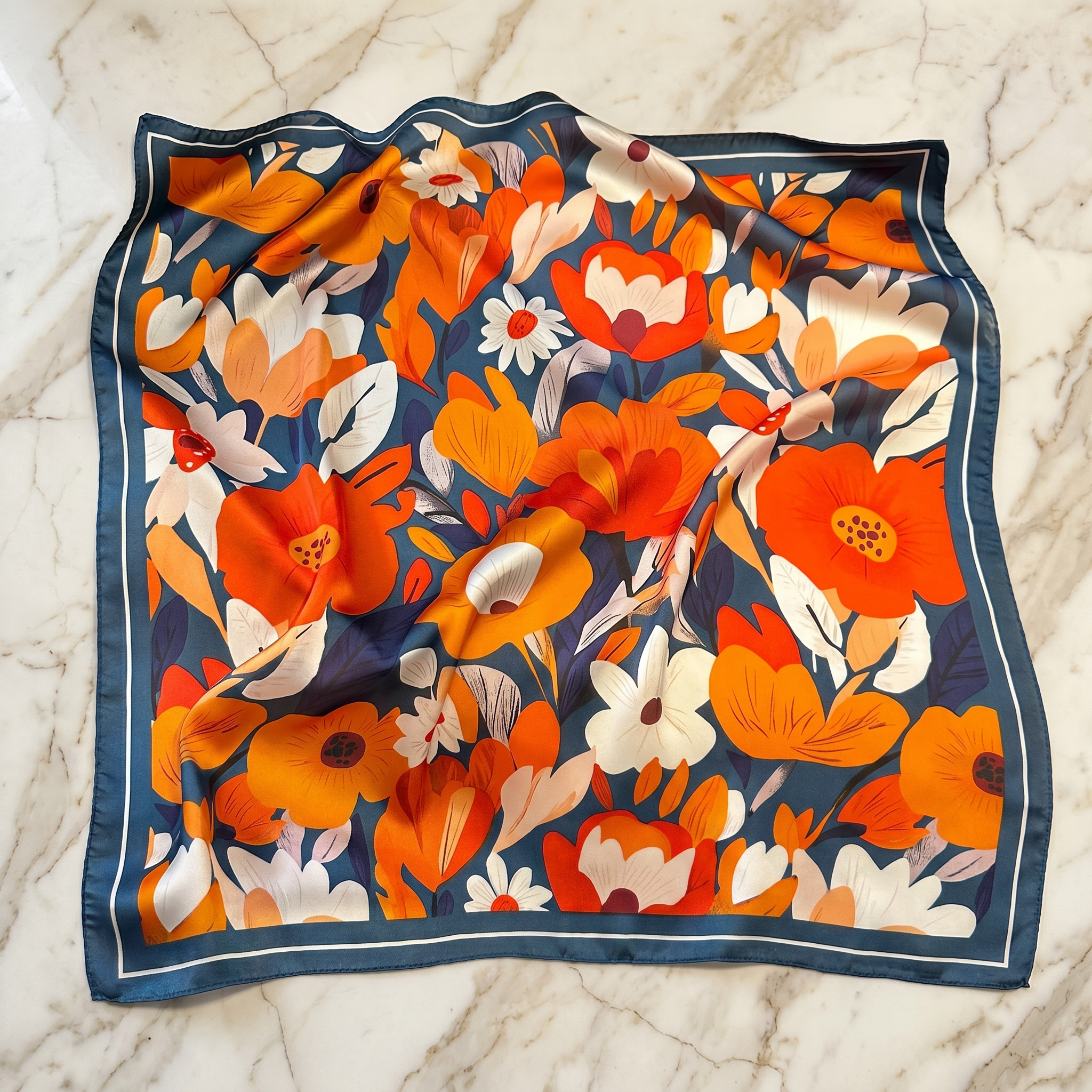 Bracksley multicolor floral satin scarf for women, 27 inch square — view 1
