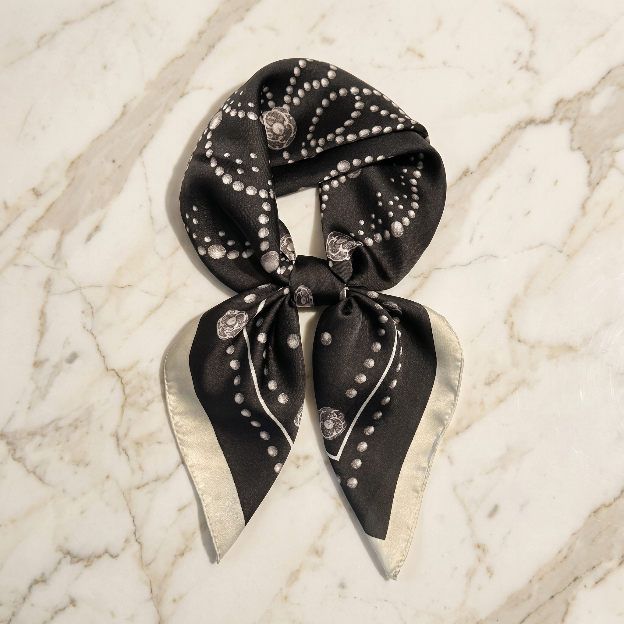 Bracksley black klassisch satin scarf for women, 27 inch square — view 1