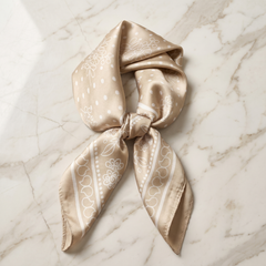 Bracksley beige paisley satin scarf for women, 27 inch square — view 1