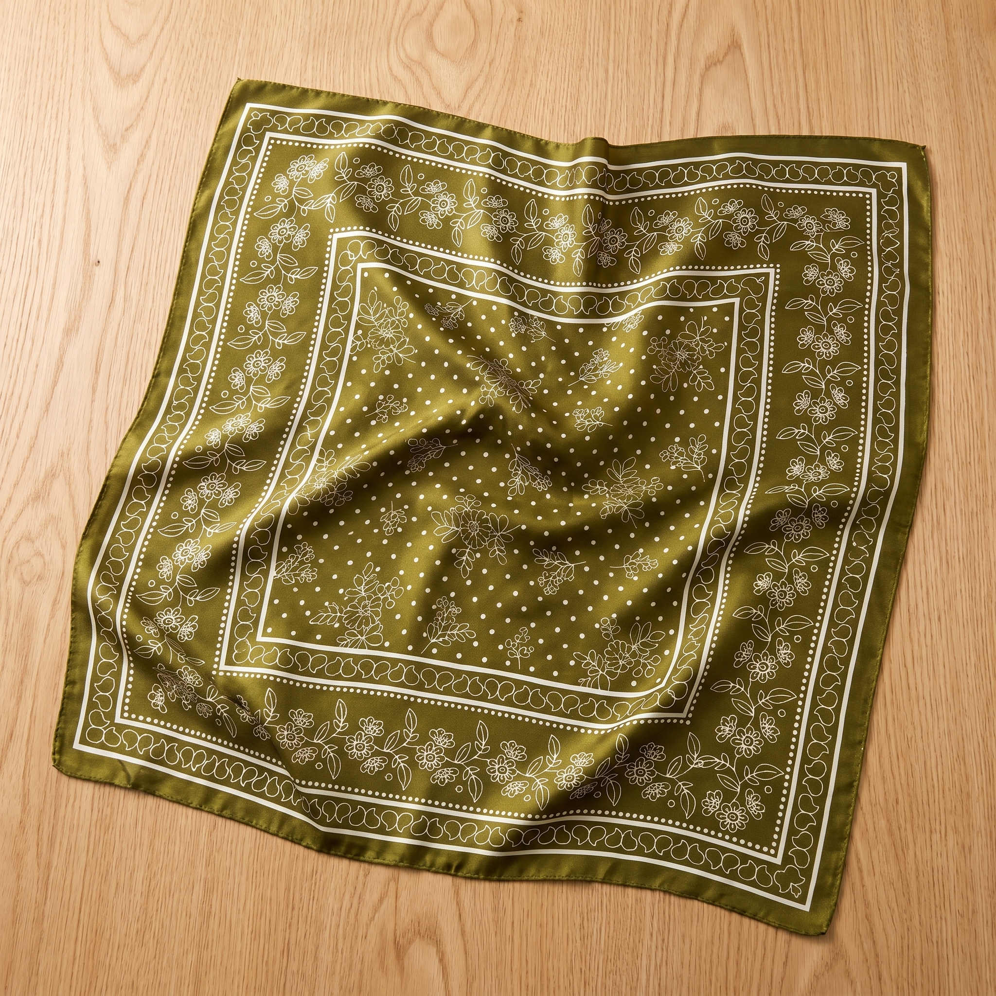 Bracksley gold floral satin scarf for women, 27 inch square — view 1