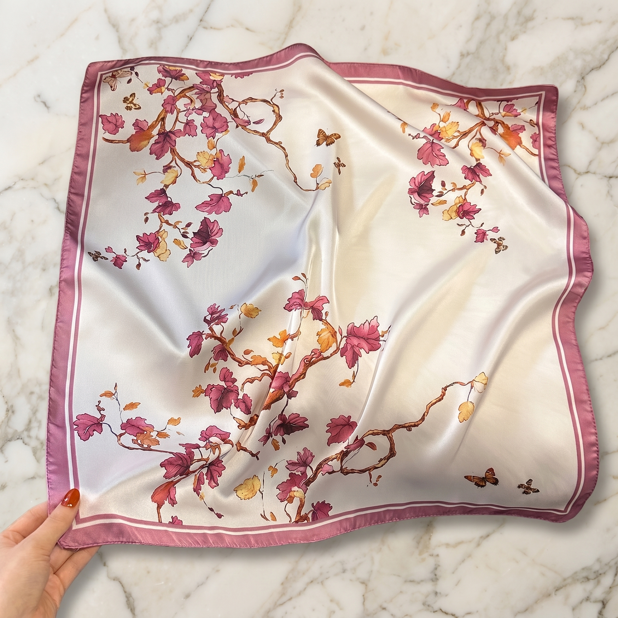 Bracksley multicolor floral satin scarf for women, 27 inch square — view 1