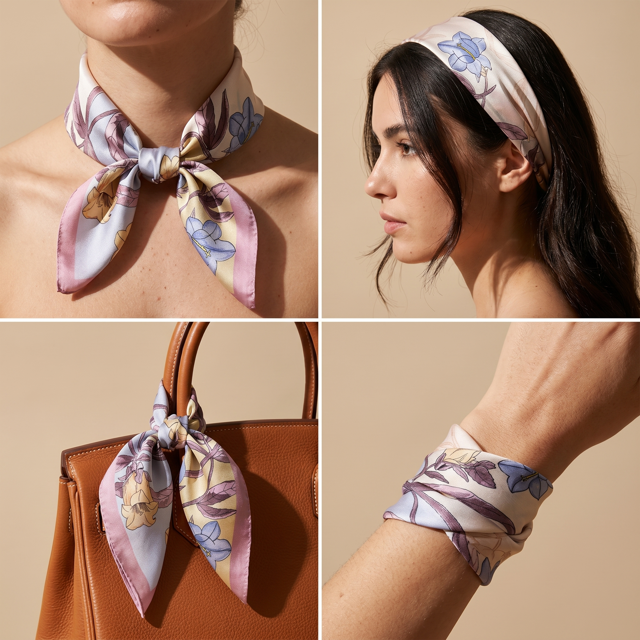 Bracksley multicolor floral satin scarf for women, 27 inch square — view 3