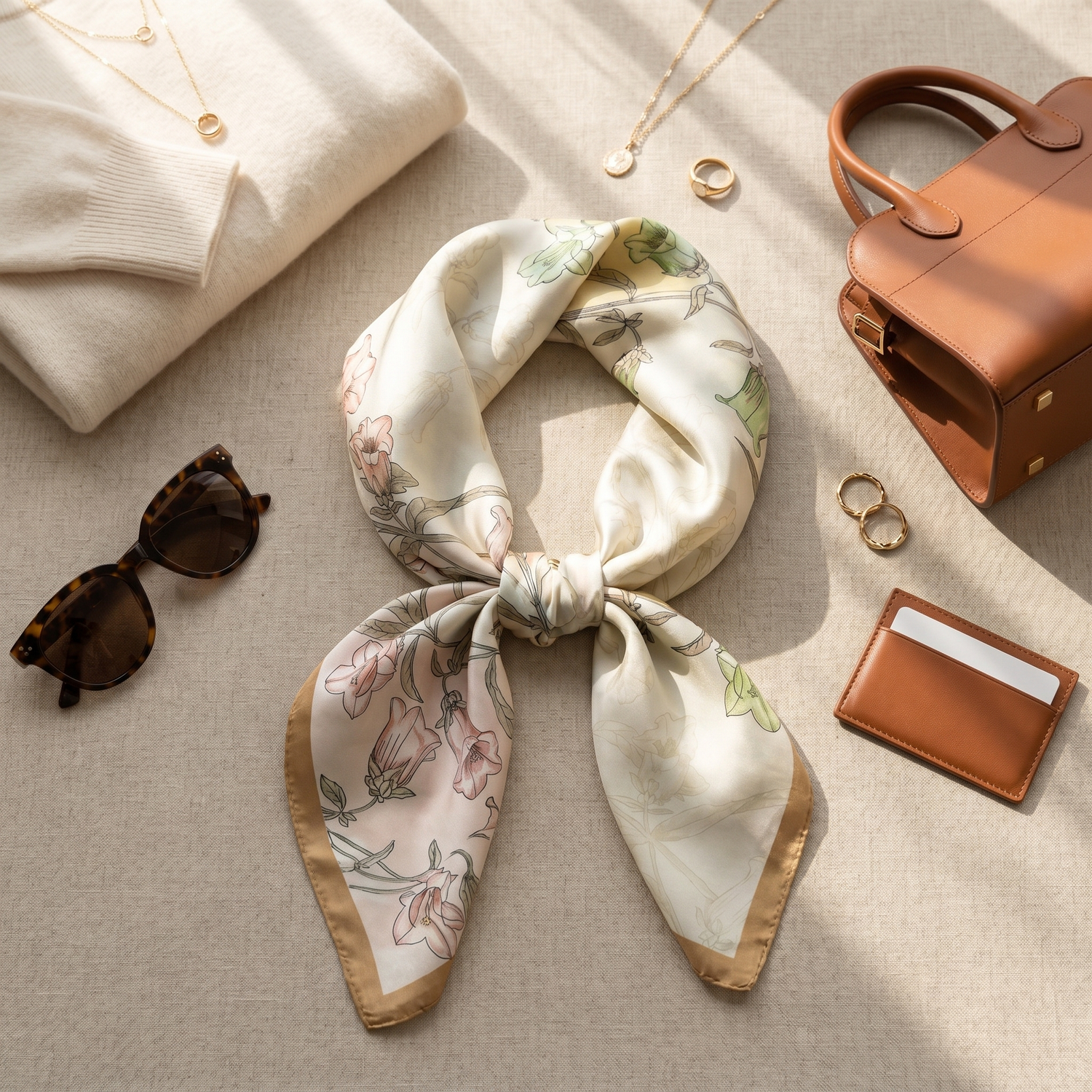 Bracksley multicolor floral satin scarf for women, 27 inch square — view 2