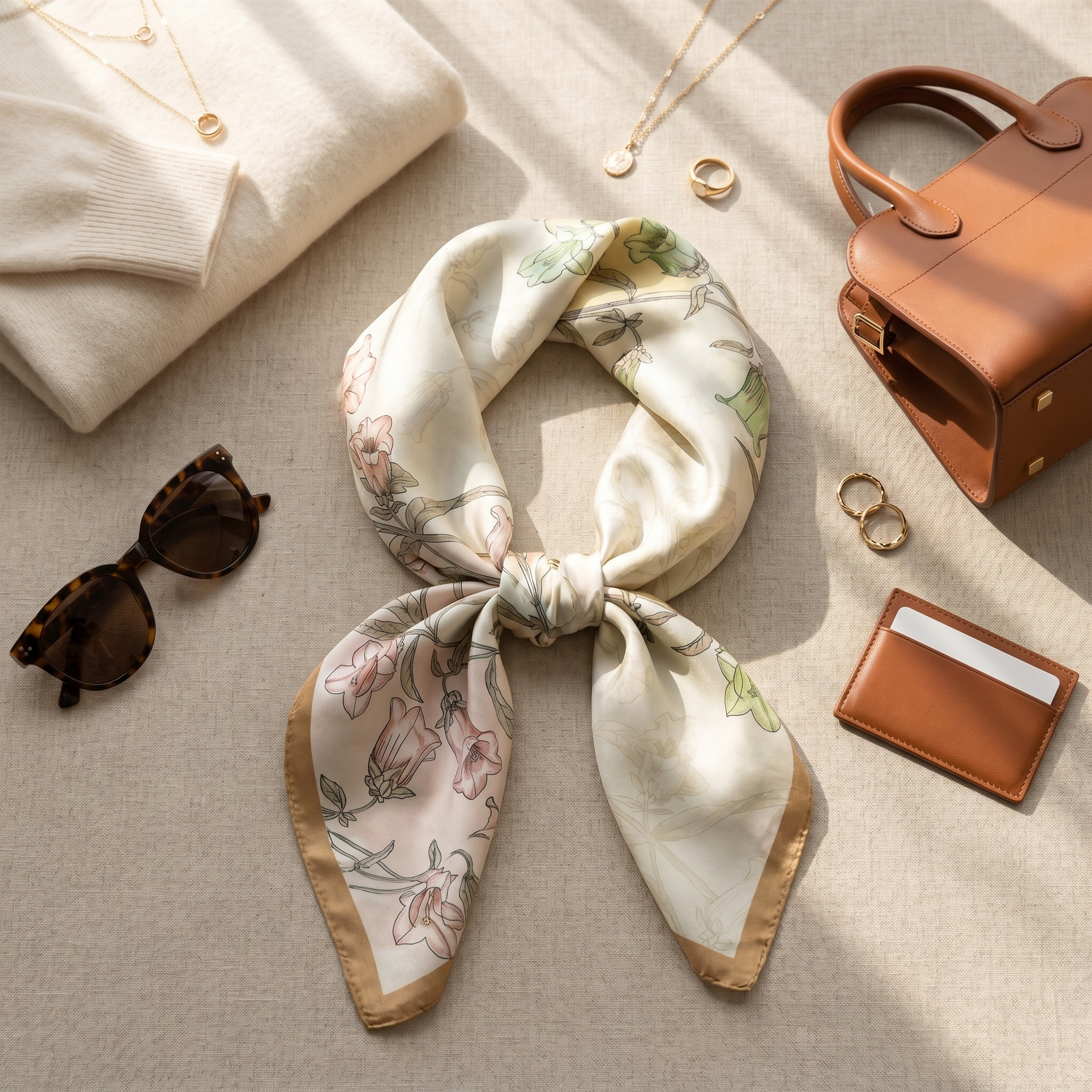 Bracksley multicolor floral satin scarf for women, 27 inch square — view 2