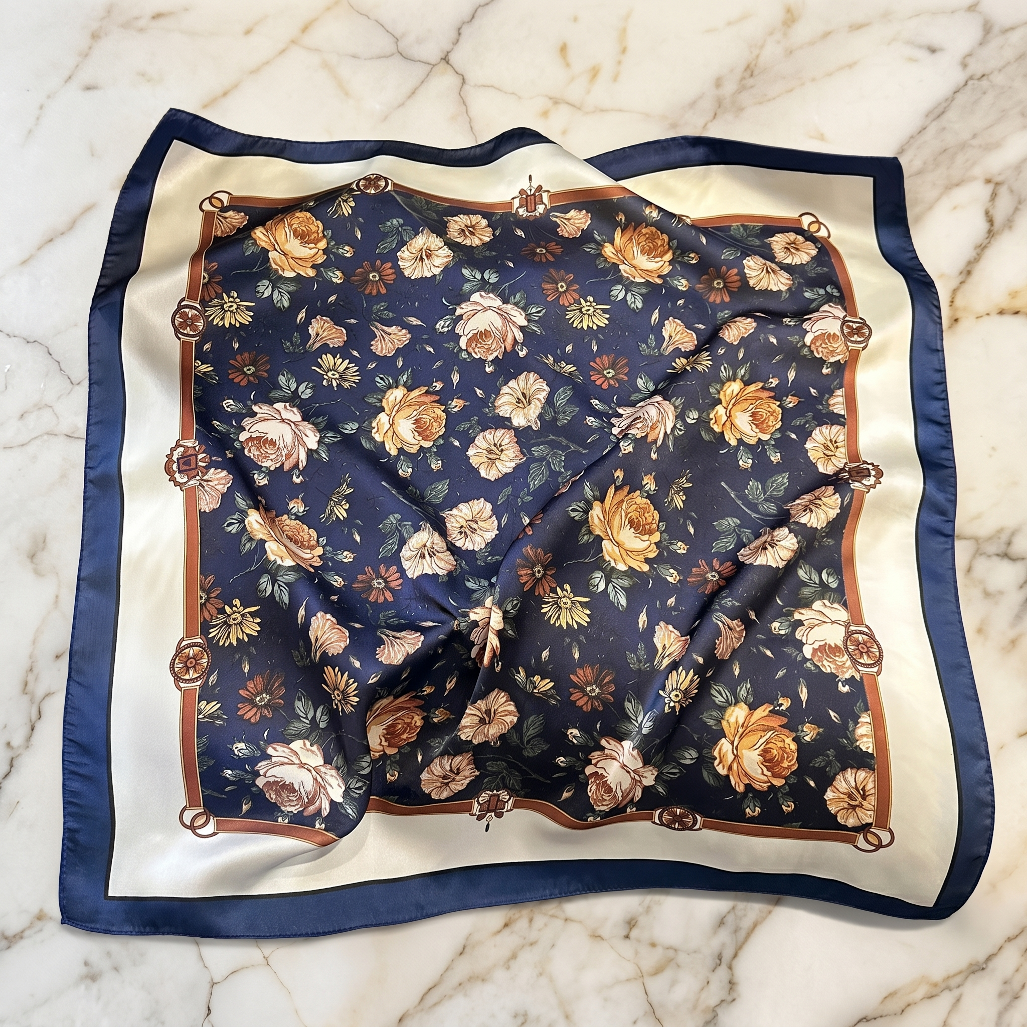 Bracksley multicolor floral satin scarf for women, 27 inch square — view 1