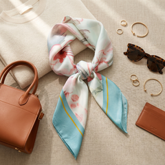 Bracksley multicolor floral satin scarf for women, 27 inch square — view 2
