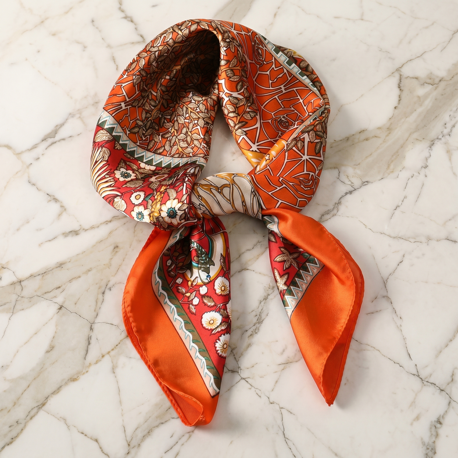 Bracksley multicolor floral satin scarf for women, 27 inch square — view 1