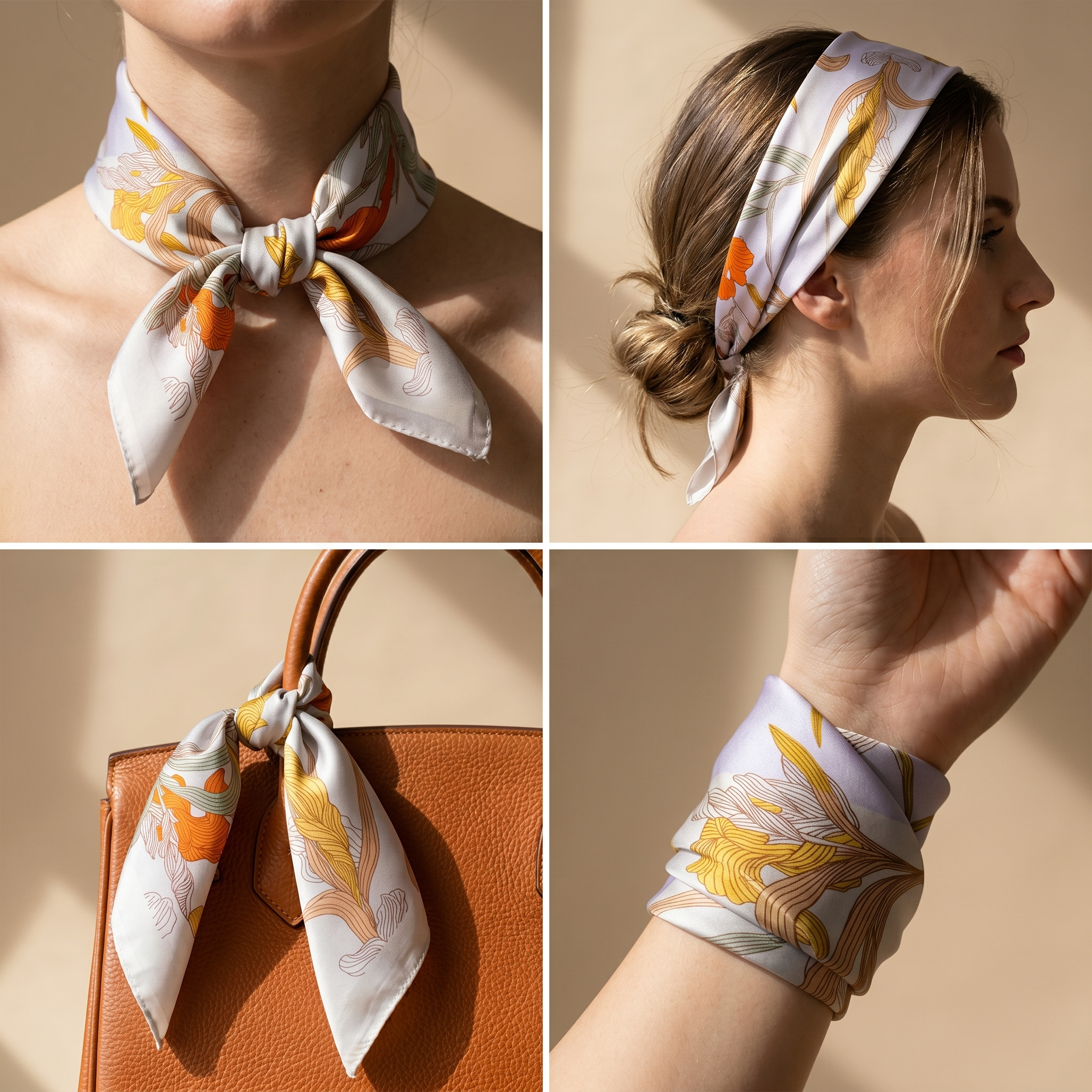 Bracksley multicolor floral satin scarf for women, 27 inch square — view 3