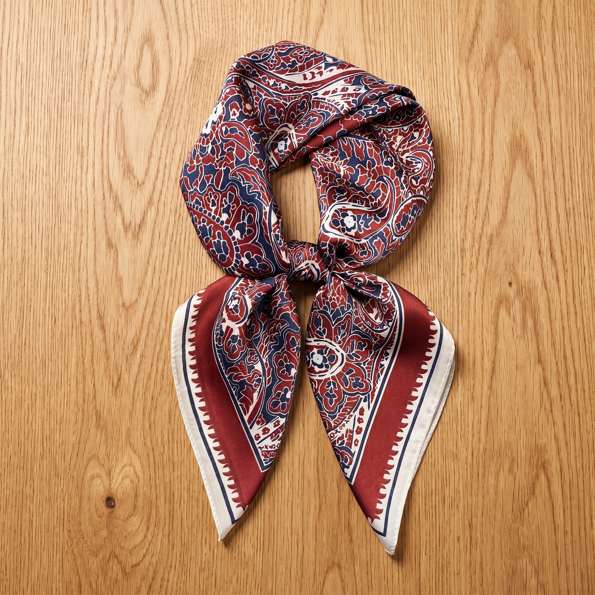Bracksley red paisley satin scarf for women, 27 inch square — view 1