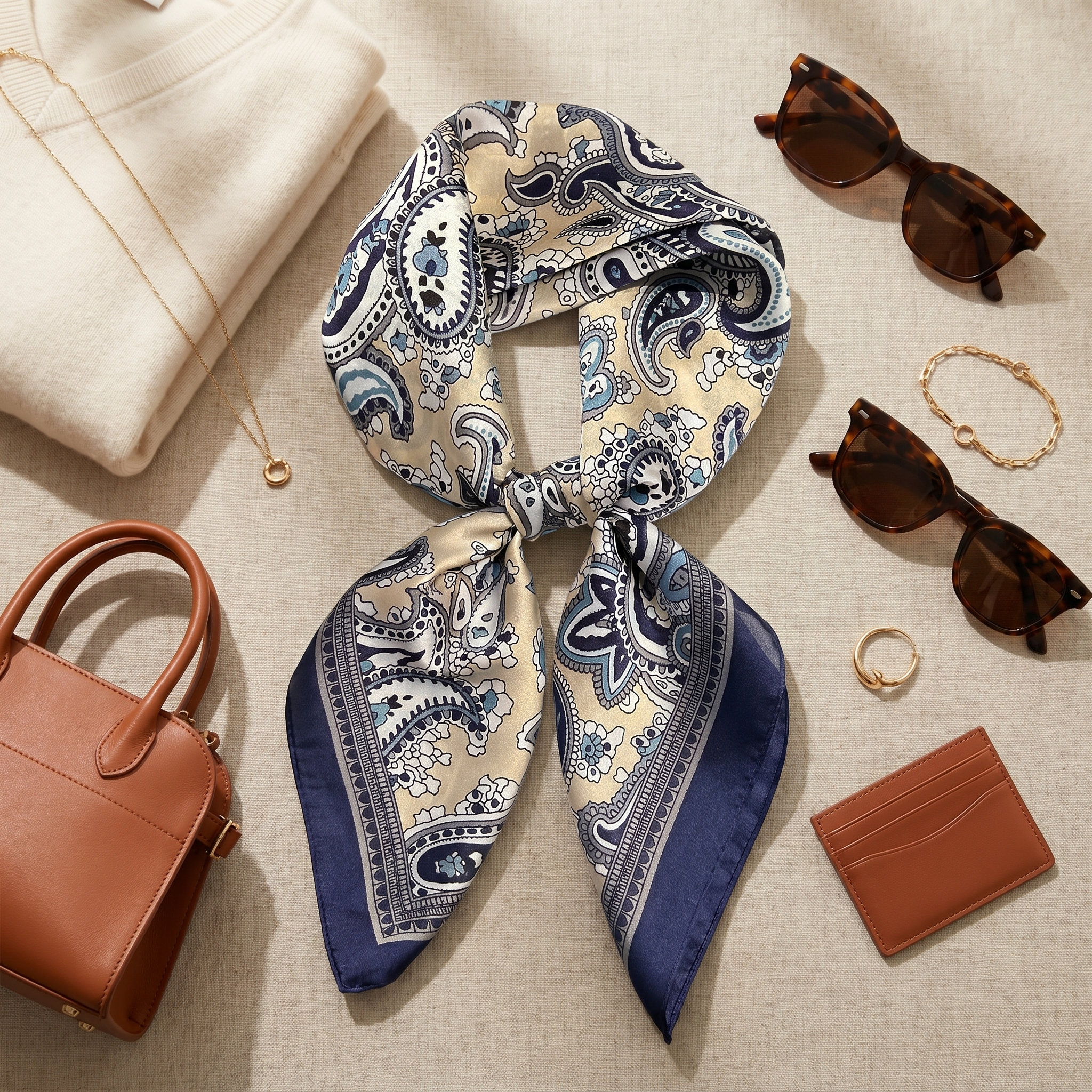 Bracksley multicolor paisley satin scarf for women, 27 inch square — view 2