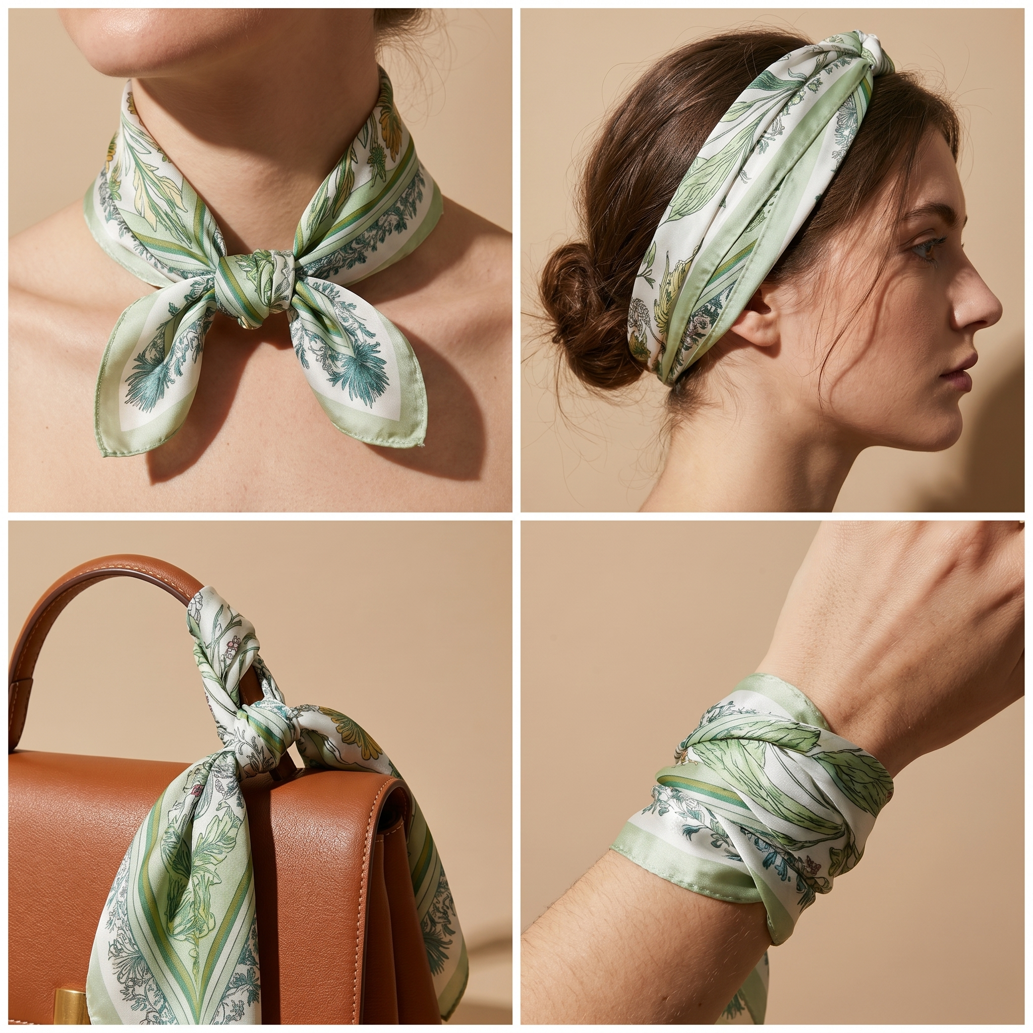 Bracksley multicolor floral satin scarf for women, 27 inch square — view 3