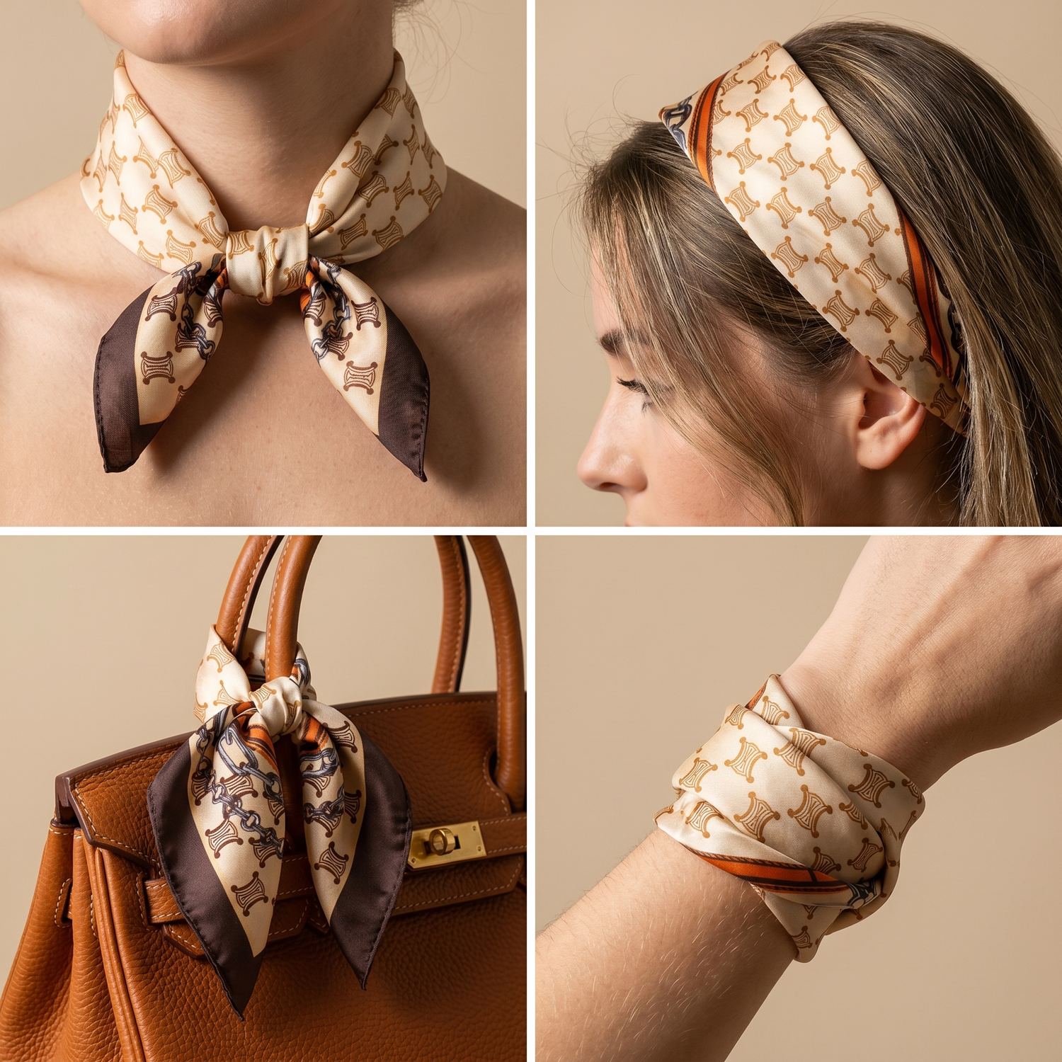 Bracksley gold klassisch satin scarf for women, 27 inch square — view 3