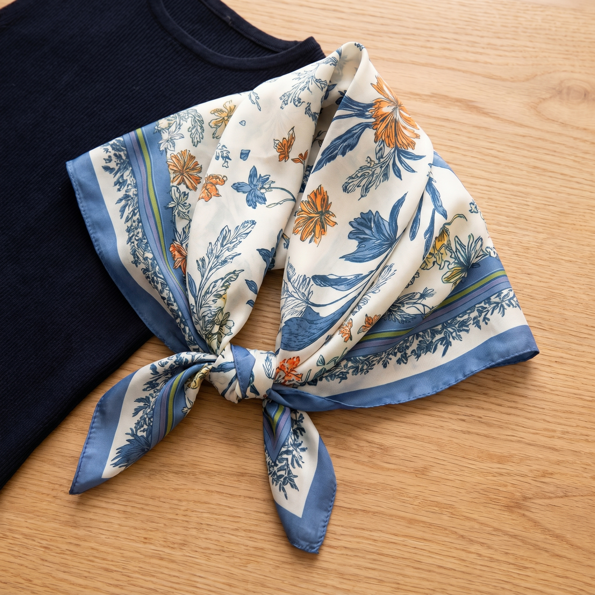 Bracksley multicolor floral satin scarf for women, 27 inch square — view 1