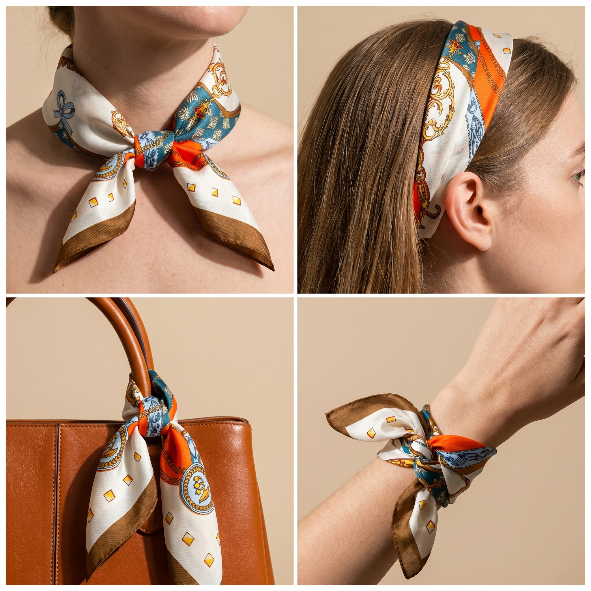 Bracksley multicolor klassisch satin scarf for women, 27 inch square — view 3