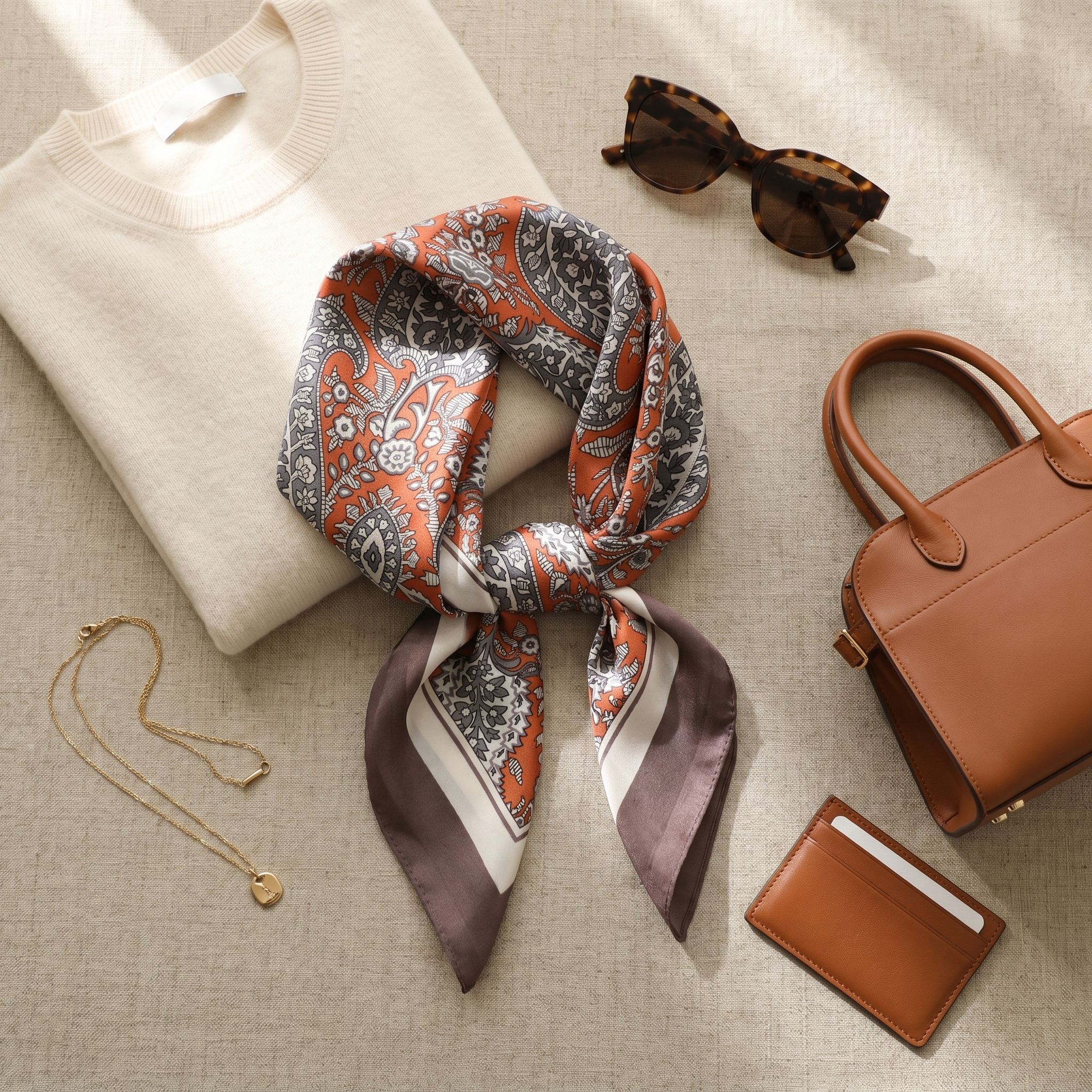Bracksley multicolor paisley satin scarf for women, 27 inch square — view 2