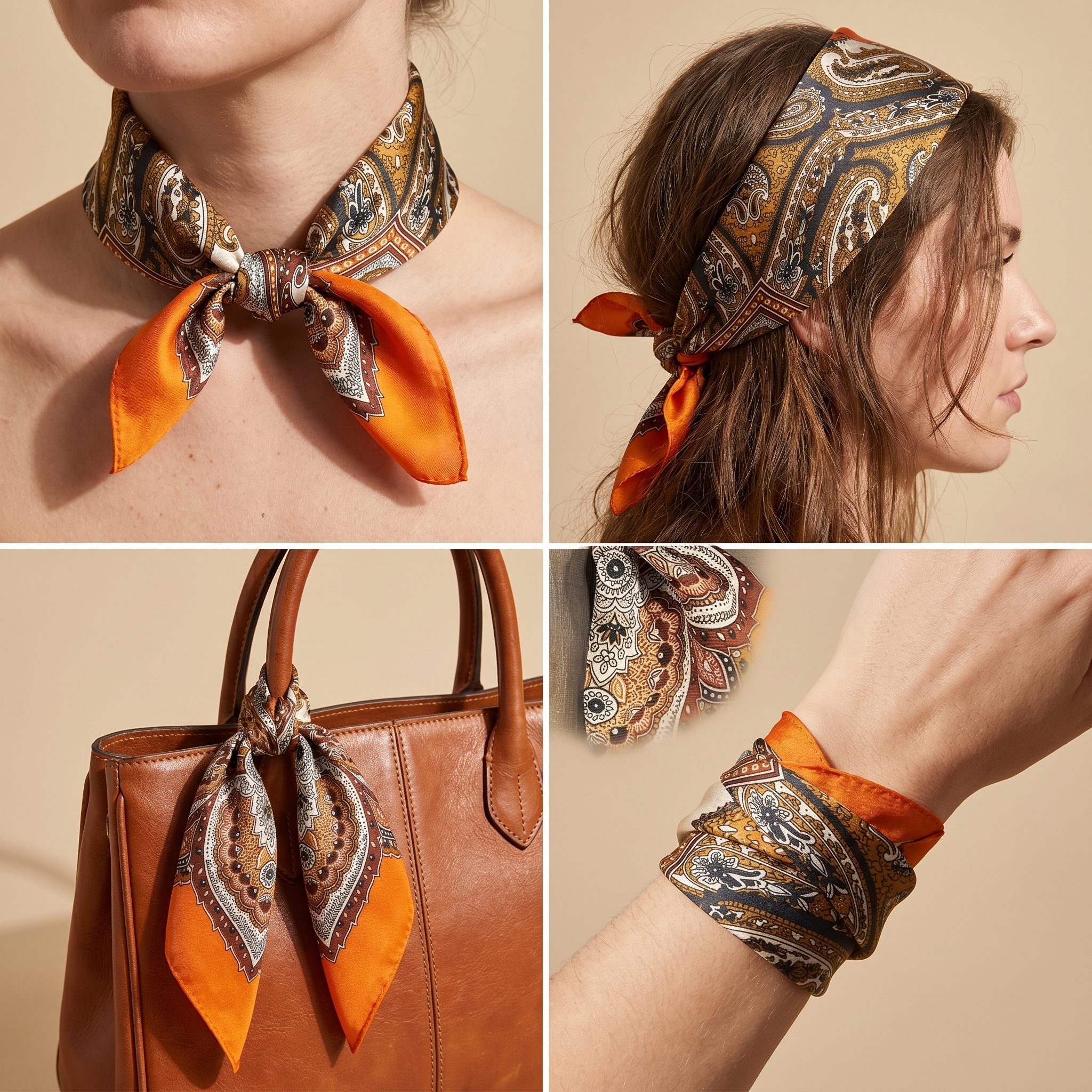 Bracksley multicolor paisley satin scarf for women, 27 inch square — view 3