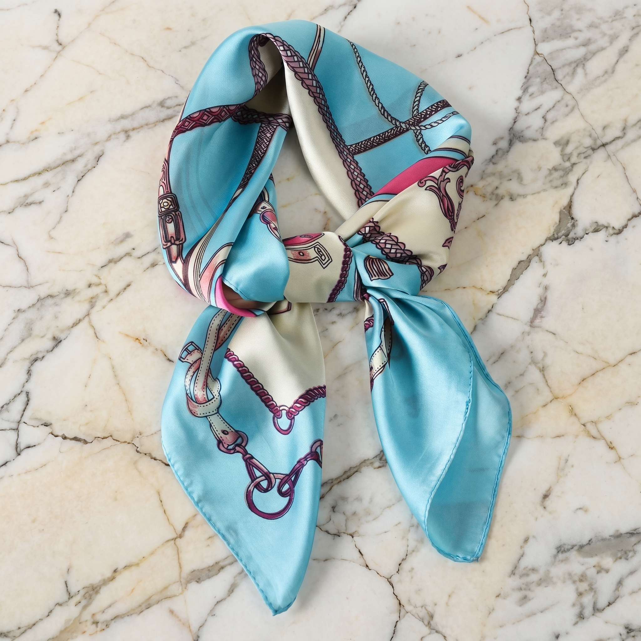 Bracksley blue klassisch satin scarf for women, 27 inch square — view 1