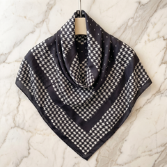 Bracksley black geometric satin scarf for women, 27 inch square — view 1